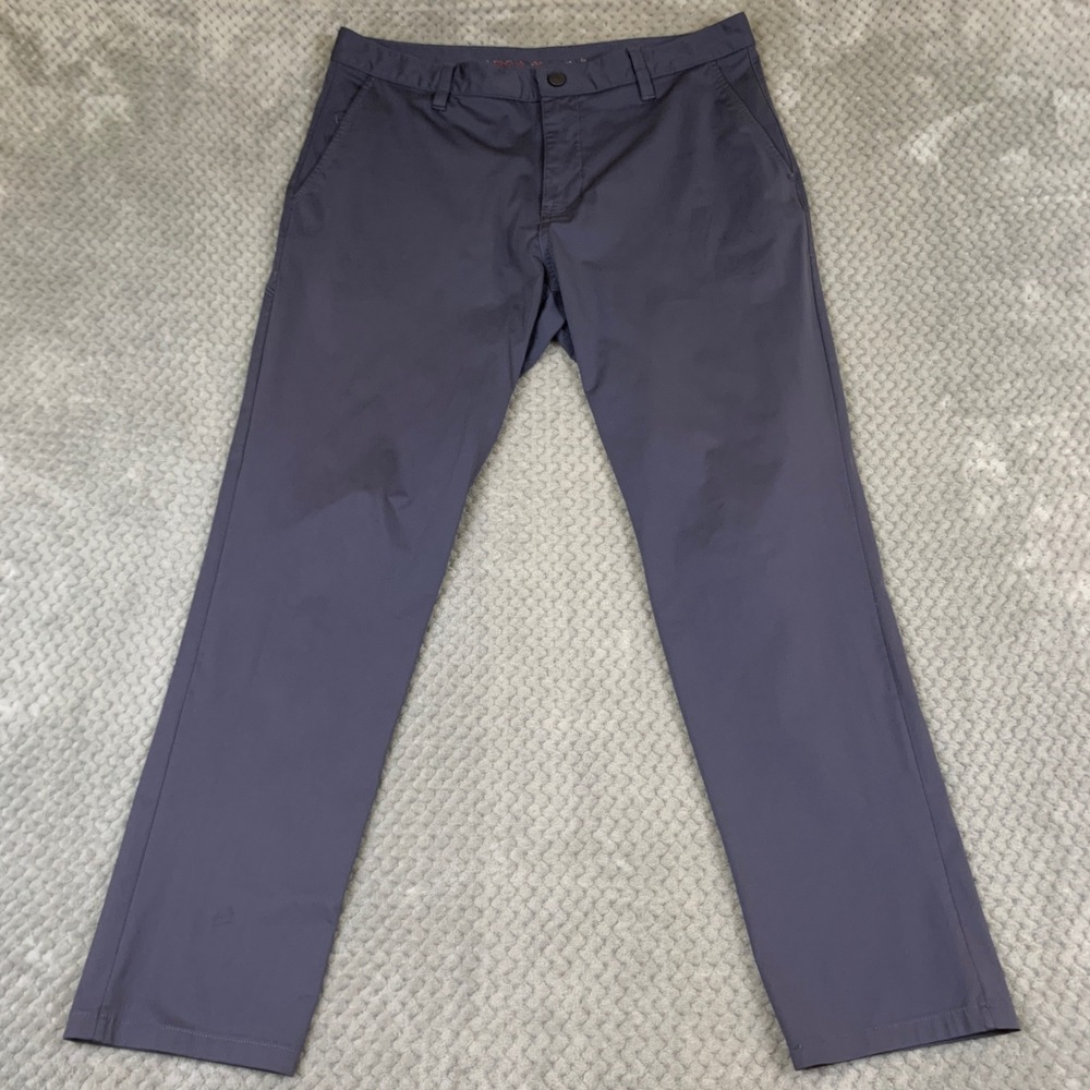 Rhone Commuter Pants Mens 35 Blue Gray Slim Fit Technical Stretch Trousers
